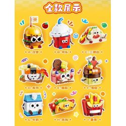 GUDI 40802 Food Party Xếp hình lắp ráp ghép mô hình Bữa Tiệc Ẩm Thực 9 Phong Cách
