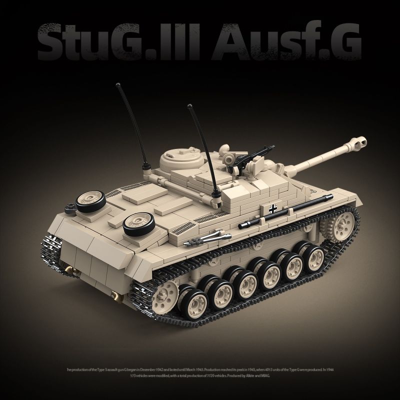 QUANGUAN 100307 StuG.III Ausf.G Xếp hình lắp ráp ghép mô hình Súng tấn công loại 3 G
