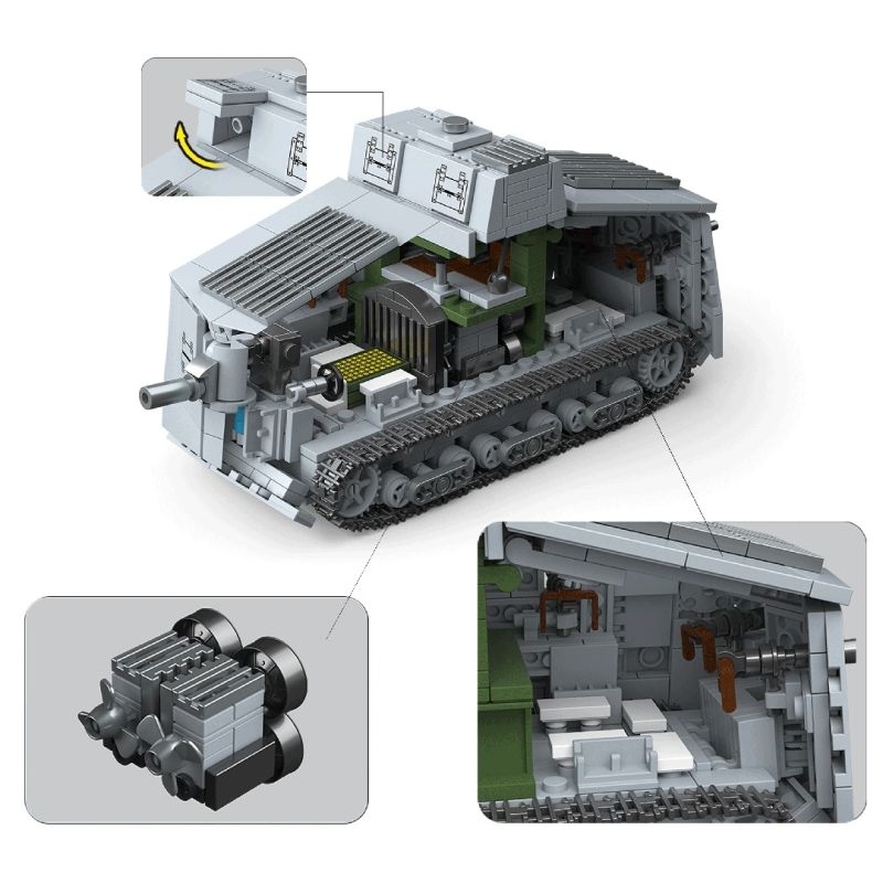 ThirdParty 300017 A7V Heavy Tank Xếp hình lắp ráp ghép mô hình Xe tăng hạng nặng A7V 1:35