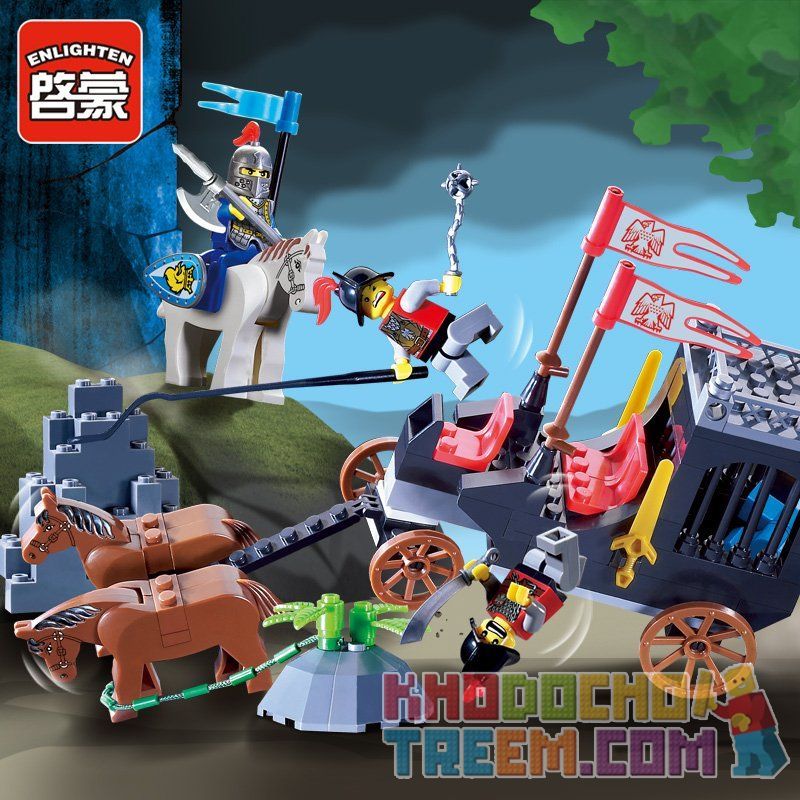 Enlighten 1018 Qman 1018 non  PHỤC KÍCH XE NGỰA NHÀ VUA bộ đồ chơi xếp lắp ráp ghép mô hình Medieval Castle CASTLE KNIGHTS Chiến Tranh Trung Cổ 160 khối