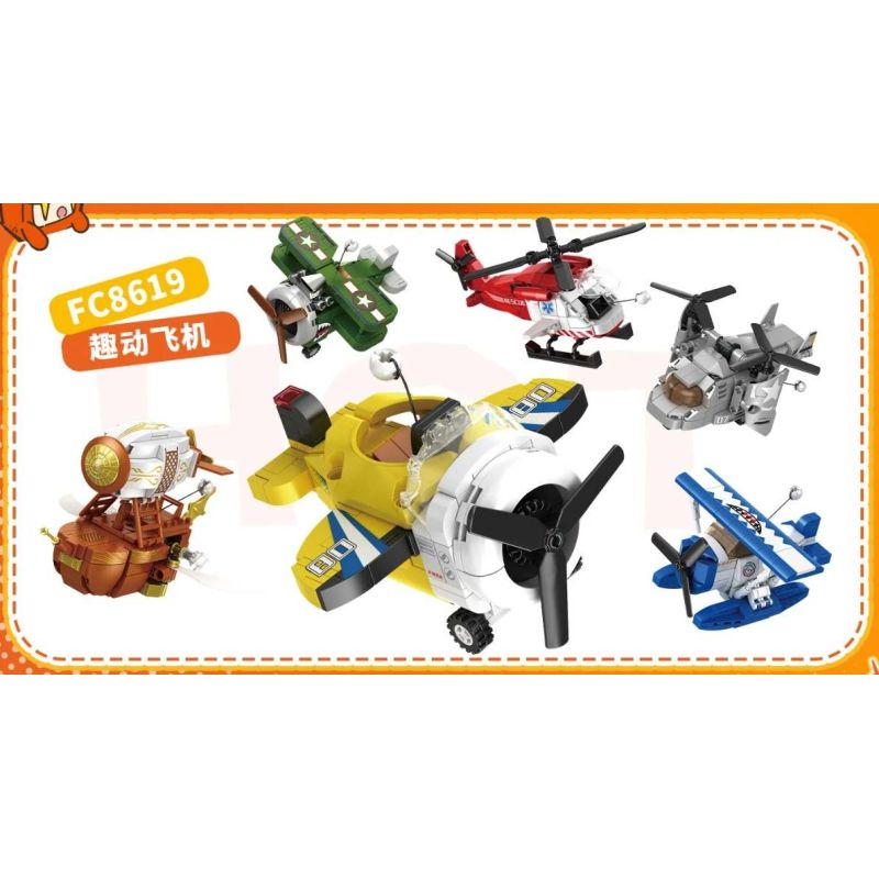 Forange FC8619 Xếp hình lắp ráp ghép mô hình 6 mô hình máy bay vui nhộn