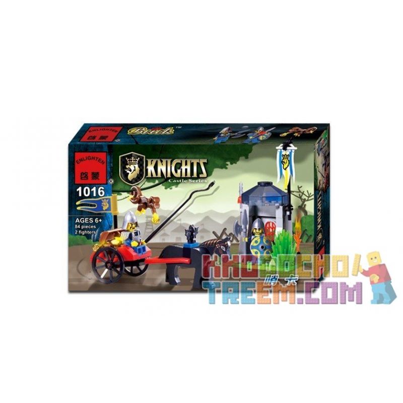 Enlighten 1016 Qman 1016 non  QUA TRẠM LÍNH CANH bộ đồ chơi xếp lắp ráp ghép mô hình Medieval Castle CASTLE KNIGHTS Chiến Tranh Trung Cổ 84 khối