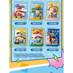 AREA-X AB0161 Xếp hình lắp ráp ghép mô hình Crayon Shin-chan: Nhãn dán vui nhộn Đồ trang trí từ tính 6 loại