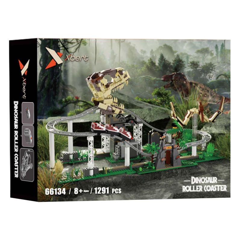Xbert 66134 Dinosaur Roller Coaster Xếp hình lắp ráp ghép mô hình Tàu lượn siêu tốc