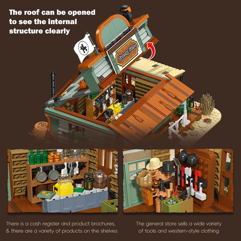 JIESTAR 89144 Xếp hình lắp ráp ghép mô hình cửa hàng tạp hóa miền tây