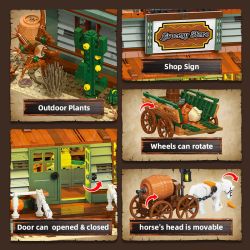 JIESTAR 89144 Xếp hình lắp ráp ghép mô hình cửa hàng tạp hóa miền tây