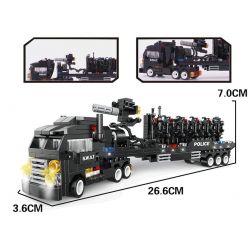 WOMA C0506 0506 Xếp hình kiểu  SWAT SPECIAL FORCE SWAT Truck Xe đầu Kéo Chở Quân Của Lực Lượng đặc Nhiệm 716 khối