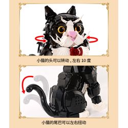 Koiboxxr KQ201 Cat Sunflower Xếp hình lắp ráp ghép mô hình Mèo hoa hướng dương váy đen