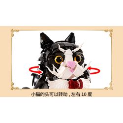 Koiboxxr KQ201 Cat Sunflower Xếp hình lắp ráp ghép mô hình Mèo hoa hướng dương váy đen