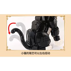 Koiboxxr KQ201 Cat Sunflower Xếp hình lắp ráp ghép mô hình Mèo hoa hướng dương váy đen