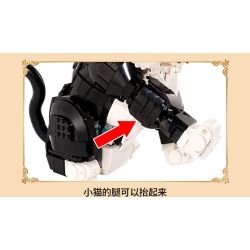 Koiboxxr KQ201 Cat Sunflower Xếp hình lắp ráp ghép mô hình Mèo hoa hướng dương váy đen