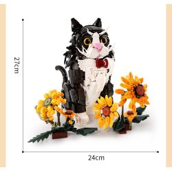 Koiboxxr KQ201 Cat Sunflower Xếp hình lắp ráp ghép mô hình Mèo hoa hướng dương váy đen