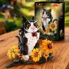 Koiboxxr KQ201 Cat Sunflower Xếp hình lắp ráp ghép mô hình Mèo hoa hướng dương váy đen
