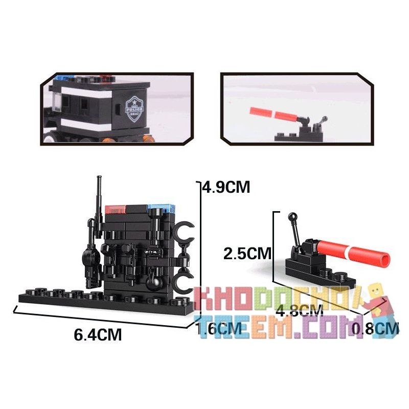 WOMA C0506 0506 Xếp hình kiểu  SWAT SPECIAL FORCE SWAT Truck Xe đầu Kéo Chở Quân Của Lực Lượng đặc Nhiệm 716 khối