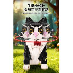 Koiboxxr KQ201 Cat Sunflower Xếp hình lắp ráp ghép mô hình Mèo hoa hướng dương váy đen