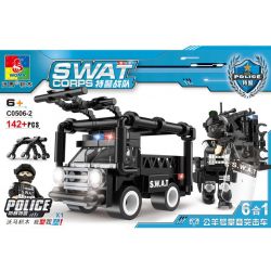 WOMA C0506 0506 Xếp hình kiểu  SWAT SPECIAL FORCE SWAT Truck Xe đầu Kéo Chở Quân Của Lực Lượng đặc Nhiệm 716 khối