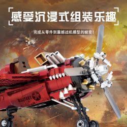 Souzosha F8102-2 Xếp hình lắp ráp ghép mô hình Battlefield 1939: Máy bay chiến đấu cổ điển Thế chiến II màu đỏ