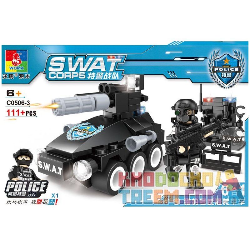 WOMA C0506 0506 Xếp hình kiểu  SWAT SPECIAL FORCE SWAT Truck Xe đầu Kéo Chở Quân Của Lực Lượng đặc Nhiệm 716 khối