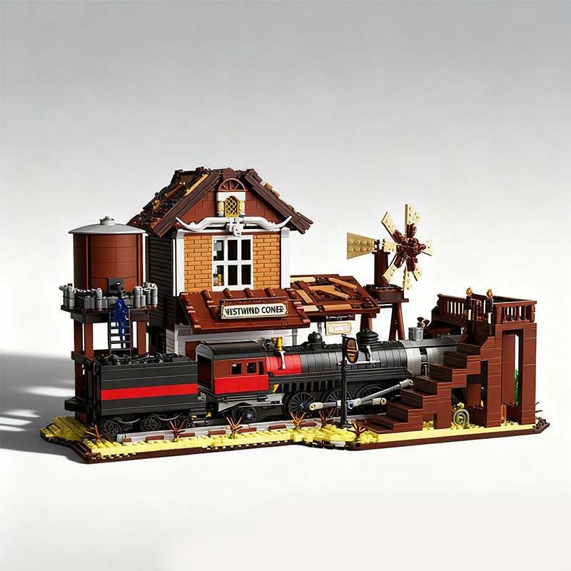 Free Tribe 36001 WESTERN TRAIN STATION Xếp hình lắp ráp ghép mô hình Ga xe lửa phía Tây