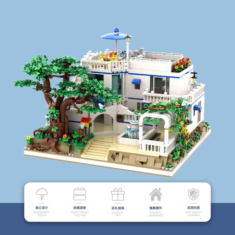 BY TOYS B57301 GREEK VACATION VILLA Xếp hình lắp ráp ghép mô hình Biệt thự nghỉ dưỡng Hy Lạp
