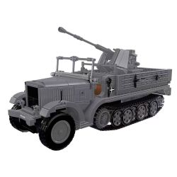 MouldKing 20048 German 3.7cm Flak Half-Track Vehicle Xếp hình lắp ráp ghép mô hình Pháo phòng không 3.7 bán xích của Đức