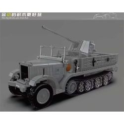 MouldKing 20048 German 3.7cm Flak Half-Track Vehicle Xếp hình lắp ráp ghép mô hình Pháo phòng không 3.7 bán xích của Đức