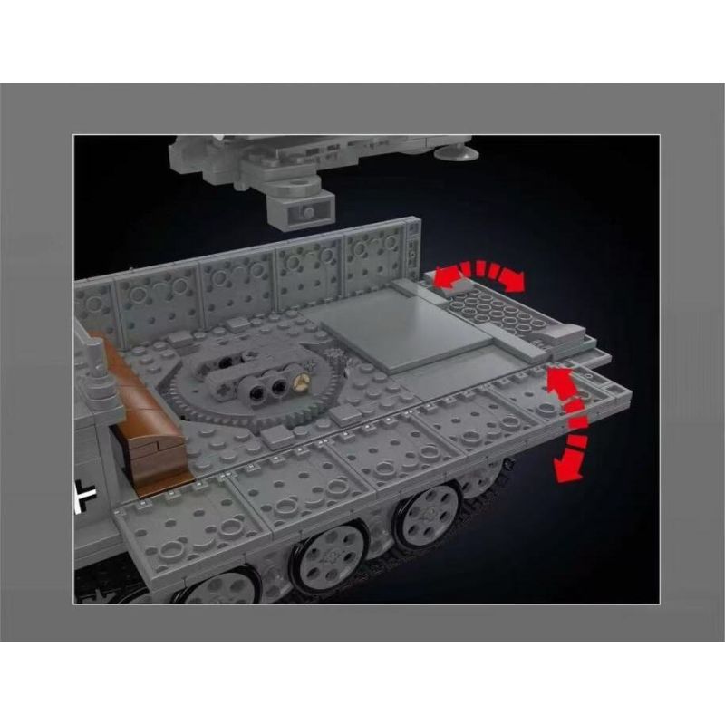 MouldKing 20048 German 3.7cm Flak Half-Track Vehicle Xếp hình lắp ráp ghép mô hình Pháo phòng không 3.7 bán xích của Đức