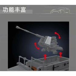 MouldKing 20048 German 3.7cm Flak Half-Track Vehicle Xếp hình lắp ráp ghép mô hình Pháo phòng không 3.7 bán xích của Đức