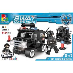 WOMA C0506 0506 Xếp hình kiểu  SWAT SPECIAL FORCE SWAT Truck Xe đầu Kéo Chở Quân Của Lực Lượng đặc Nhiệm 716 khối
