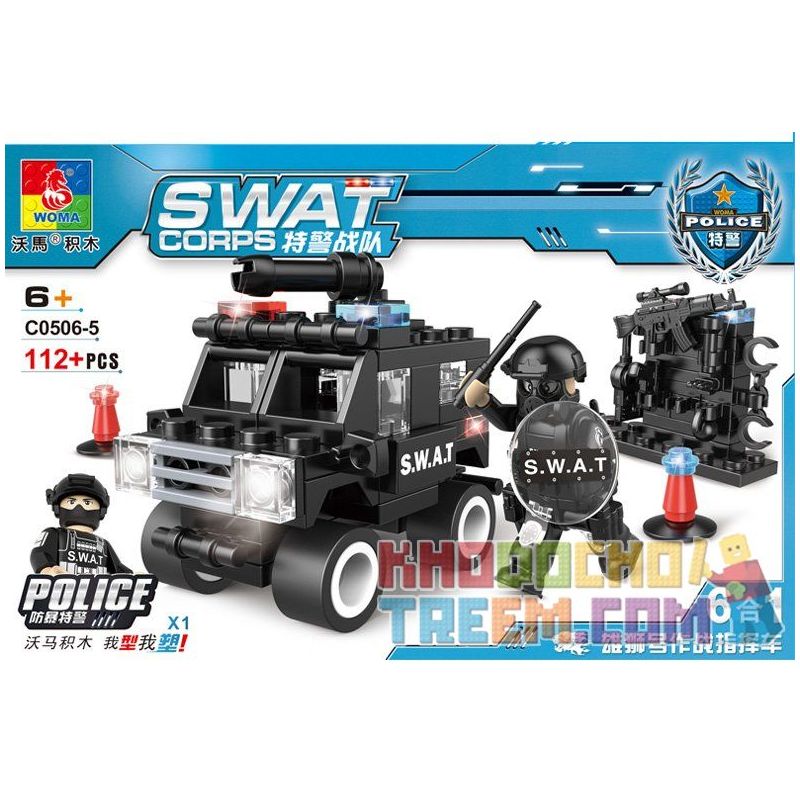 WOMA C0506 0506 Xếp hình kiểu  SWAT SPECIAL FORCE SWAT Truck Xe đầu Kéo Chở Quân Của Lực Lượng đặc Nhiệm 716 khối