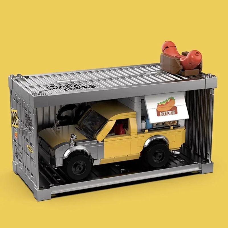 Pibo PB8858 Hot Dog Cart Xếp hình lắp ráp ghép mô hình xe bán tải xúc xích