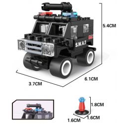 WOMA C0506 0506 Xếp hình kiểu  SWAT SPECIAL FORCE SWAT Truck Xe đầu Kéo Chở Quân Của Lực Lượng đặc Nhiệm 716 khối