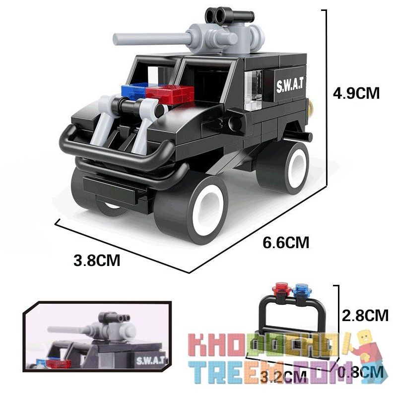 WOMA C0506 0506 Xếp hình kiểu  SWAT SPECIAL FORCE SWAT Truck Xe đầu Kéo Chở Quân Của Lực Lượng đặc Nhiệm 716 khối