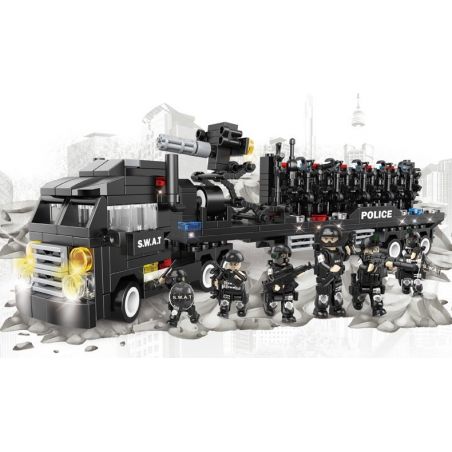 WOMA C0506 0506 Xếp hình kiểu  SWAT SPECIAL FORCE SWAT Truck Xe đầu Kéo Chở Quân Của Lực Lượng đặc Nhiệm 716 khối