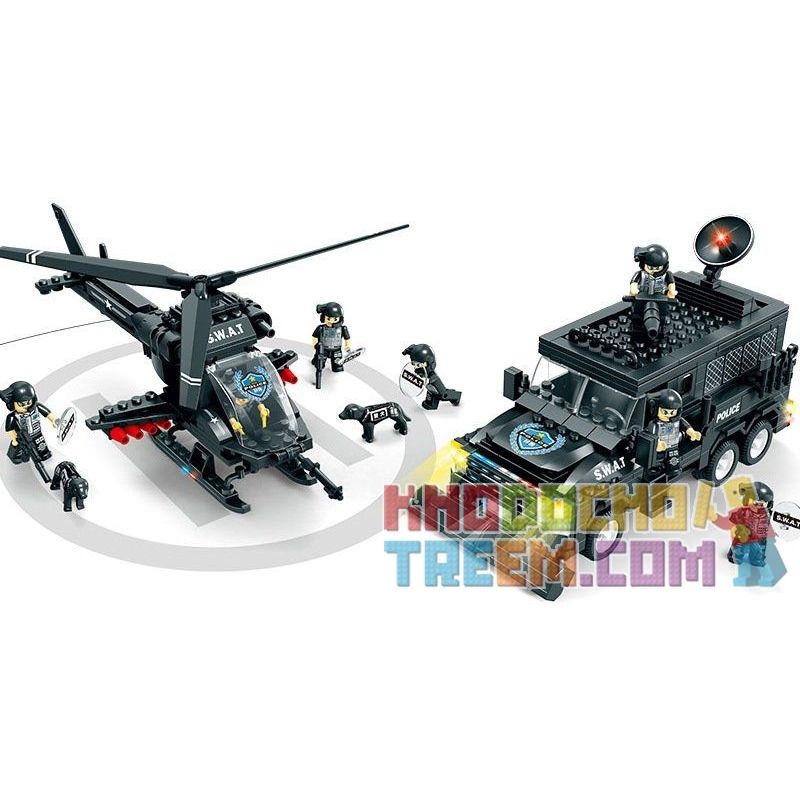 WOMA C0534 0534 Xếp hình kiểu  SWAT SPECIAL FORCE SWAT Helicopter & SUV Trực Thăng Và Xe Bọc Thép đặc Nhiệm 716 khối