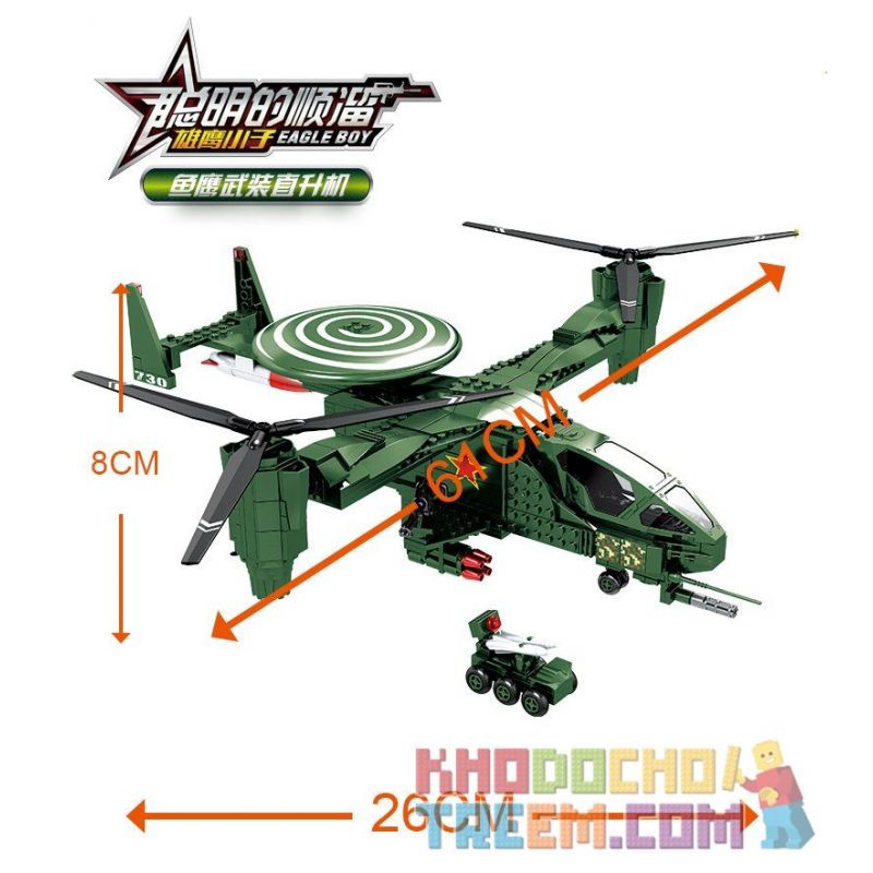 WOMA C0730 0730 Xếp hình kiểu  MILITARY ARMY Osprey Armed Helicopter Trực Thăng Quân Lực 554 khối