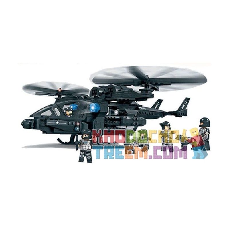 WOMA C0531 0531 Xếp hình kiểu Lego SWAT SPECIAL FORCE SWAT Falcon Armed Helicopter Trực Thăng Tấn Công Của Lực Lượng đặc Nhiệm 542 khối