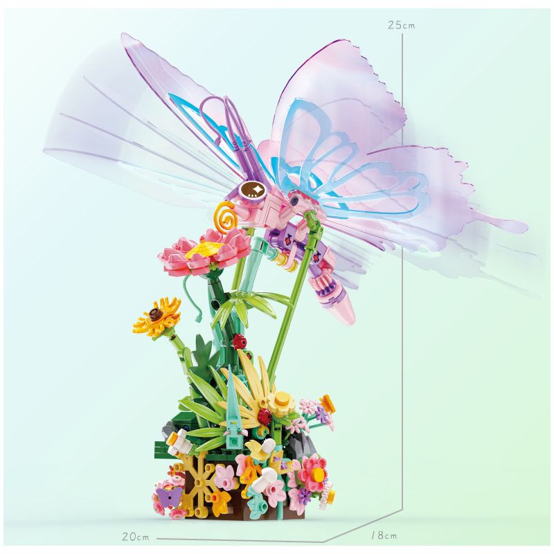 KAZI GBL BOZHI KY81139 Xếp hình lắp ráp ghép mô hình Hộp nhạc thơm bướm