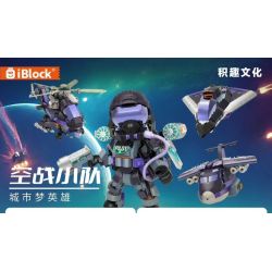 iBlock ib1111 Xếp hình lắp ráp ghép mô hình Anh hùng trong mơ thành phố: Phi công đội chiến đấu trên không