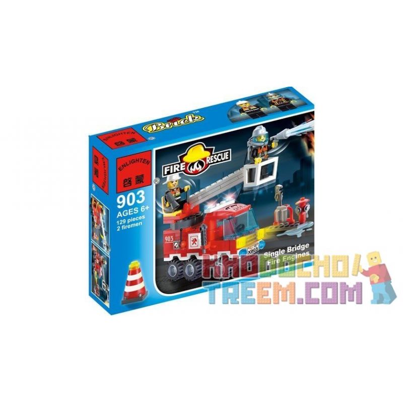 Enlighten 903 Qman 903 non  XE TẢI CHỮA CHÁY bộ đồ chơi xếp lắp ráp ghép mô hình City FIRE RESCUE SINGLE BRIDGE ENGUNES Thành Phố 129 khối