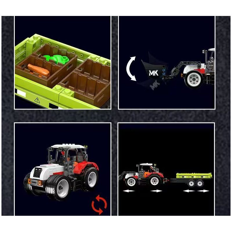 MouldKing 24093 Wheel Loader & Agriculturnl Trailer Xếp hình lắp ráp ghép mô hình Xe nâng & Xe moóc trang trại