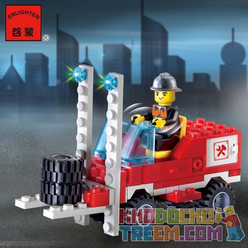 Enlighten 903 Qman 903 non  XE TẢI CHỮA CHÁY bộ đồ chơi xếp lắp ráp ghép mô hình City FIRE RESCUE SINGLE BRIDGE ENGUNES Thành Phố 129 khối