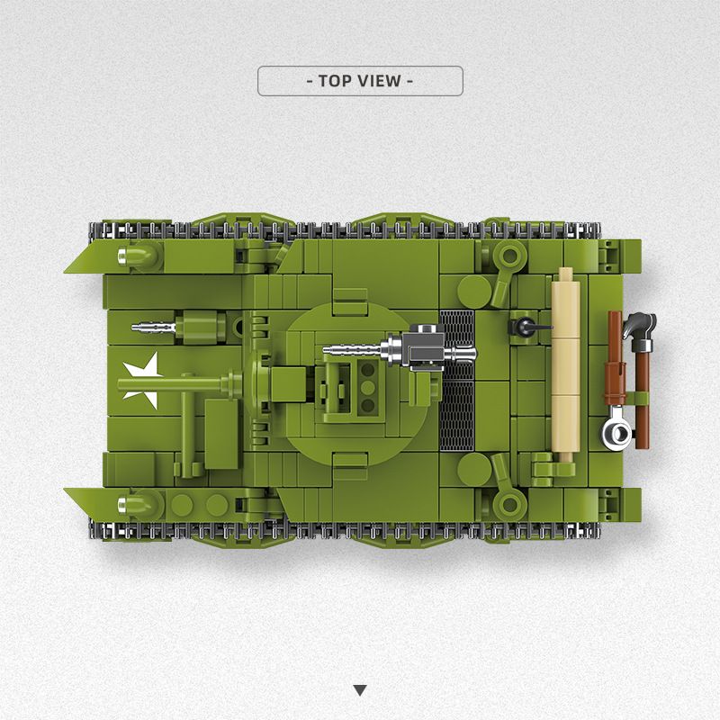 ThirdParty 300020 M3A1 Stuart Xếp hình lắp ráp ghép mô hình xe tăng M3A1 Stuart