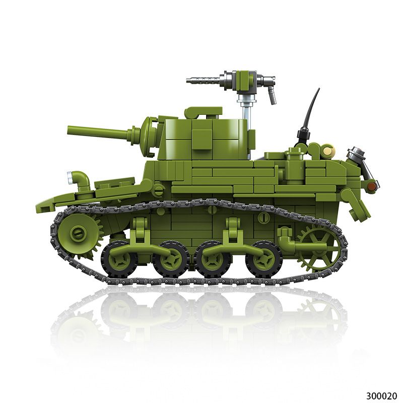 ThirdParty 300020 M3A1 Stuart Xếp hình lắp ráp ghép mô hình xe tăng M3A1 Stuart