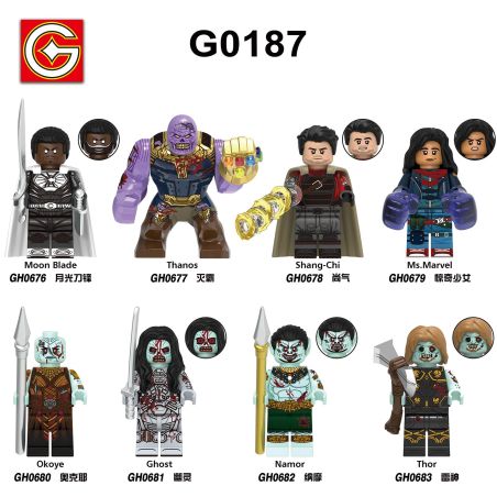 G brand G0187 G brand GH0676 G brand GH0677 G brand GH0678 G brand GH0679 G brand GH0680 G brand GH0681 G brand GH0682 G brand GH0683 Xếp hình lắp ráp ghép mô hình 8 loại nhân vật siêu anh hùng