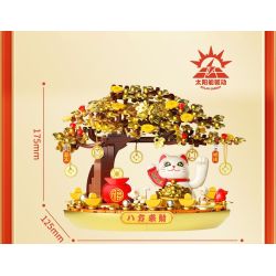 JAKI BK008 MÈO MAY MẮN NĂNG LƯỢNG MẶT TRỜI CÂY GIÀU CÓ bộ đồ chơi xếp lắp ráp ghép mô hình
