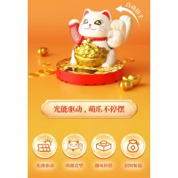 JAKI BK008 MÈO MAY MẮN NĂNG LƯỢNG MẶT TRỜI CÂY GIÀU CÓ bộ đồ chơi xếp lắp ráp ghép mô hình