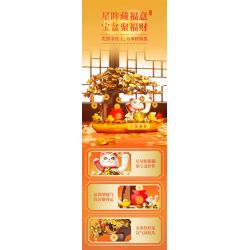 JAKI BK008 MÈO MAY MẮN NĂNG LƯỢNG MẶT TRỜI CÂY GIÀU CÓ bộ đồ chơi xếp lắp ráp ghép mô hình