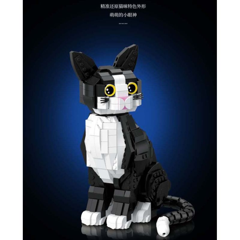 ZHEGAO 662501 Xếp hình lắp ráp ghép mô hình mèo tuxedo