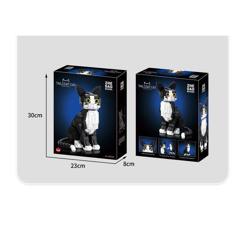 ZHEGAO 662501 Xếp hình lắp ráp ghép mô hình mèo tuxedo
